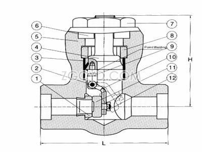 锻钢止回阀结构图例
