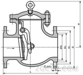 H44W法兰不锈钢止回阀结构图