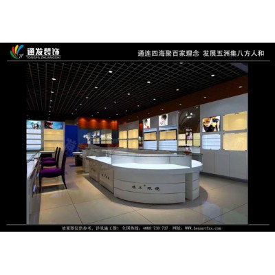 眼镜店装修设计效果图河南通发装饰快时尚精品烤漆眼镜展柜定做图2