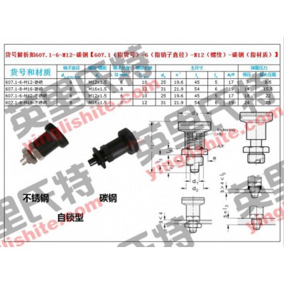 分度销短型 细牙螺纹607.1-6-M12-碳钢 M16图3