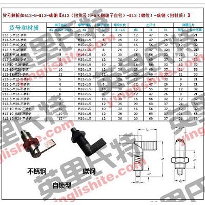 英里氏特把手式 粗牙螺纹612-5-M12-碳钢/不锈钢图3