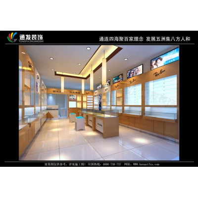 河南通发装饰怎么样眼镜店装修设计眼镜展柜定制效果图厂家图2