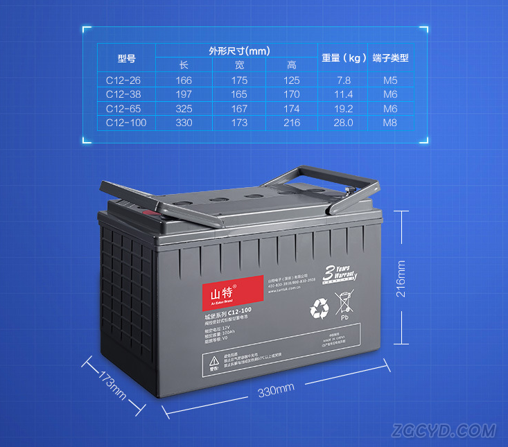 山特12V100AH山特UPS电源 UPS蓄电池 不间断电源选湖北成特系统工程示例图2